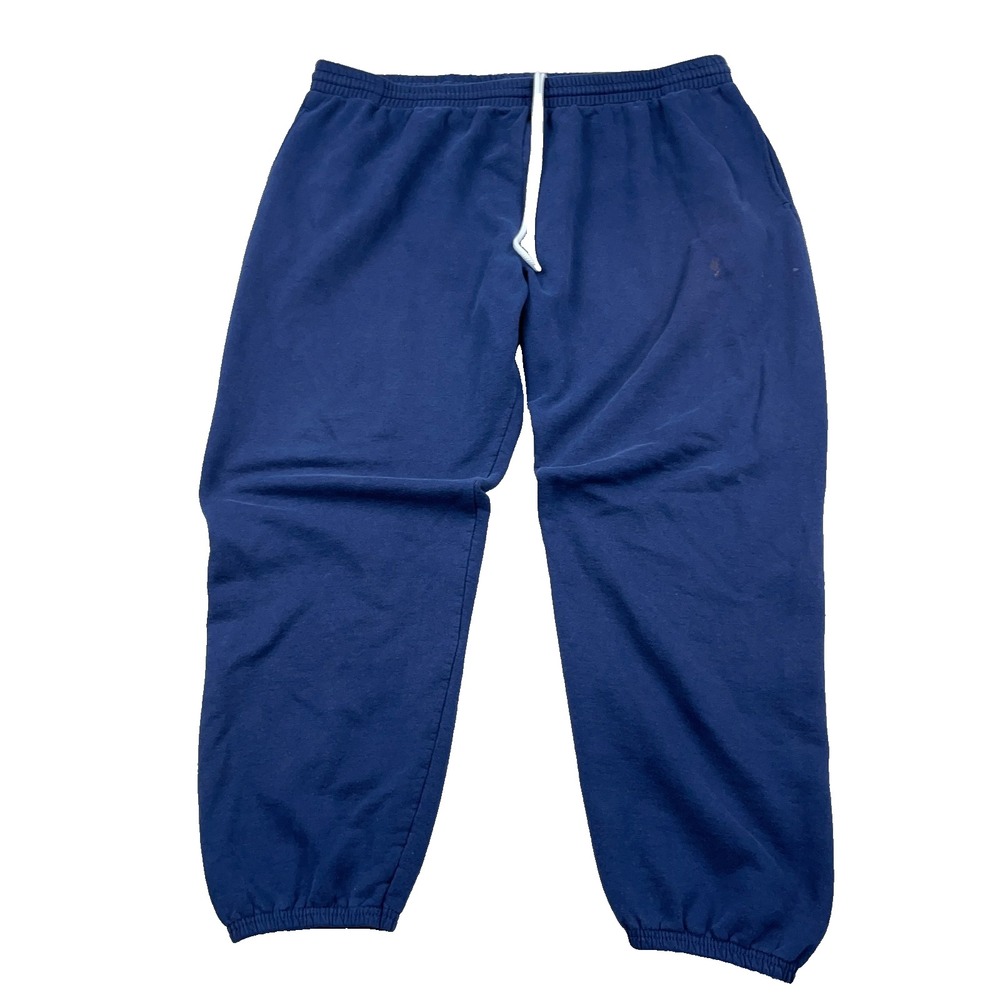 Vintage Fruit Of The Loom Sweatpants Men 3XL Navy Blue Tapered Baggy 90s